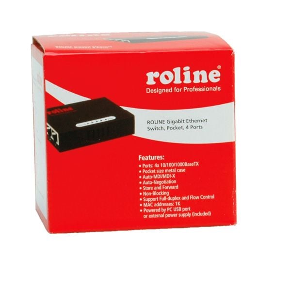 Roline Switch ROLINE Gigabit Ethernet-svitsj, lommestørrelse, 4 porter