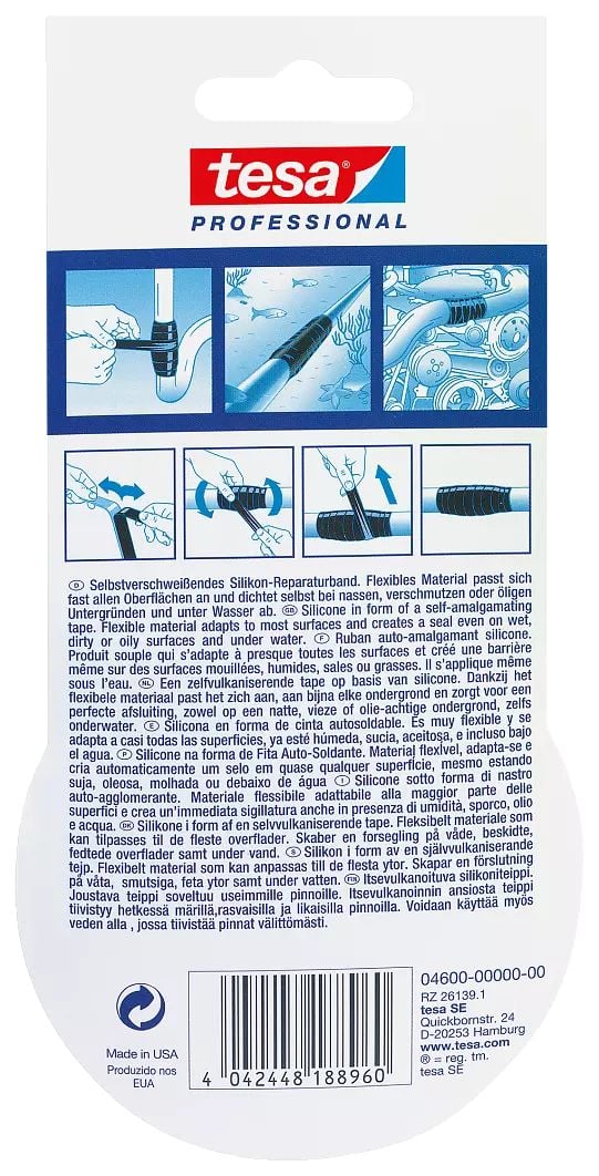 TESA 04600-00000-00, Läpinäkyvä, Metalli, Silikoni, -65 - 260 °C, 3 m, 2,5 cm