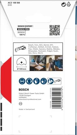 Bosch 2 608 669 118, Segmentert blad, Laminat, Polyvinylklorid (PVC), Tre med spiker, Sort, 10 cm, 1 stykker
