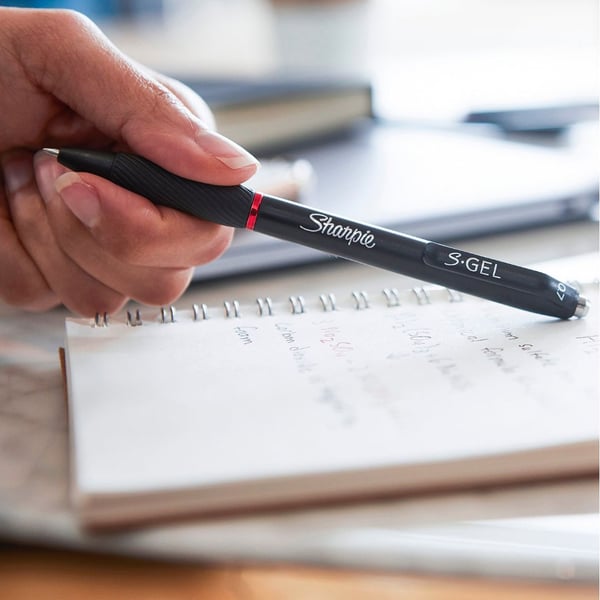 Sharpie S-Gel, Uttrekkbar gelépenn, Sort, Sort, Medium, 0,7 mm, Boks