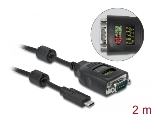 Delock - Seriell adapter - USB-C - RS-232 x 1 - svart