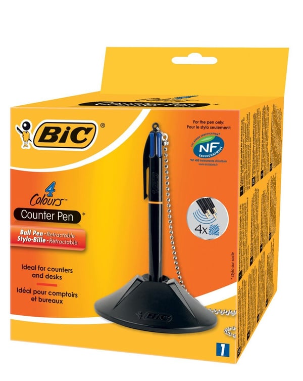BIC - Arbeidsflatekulepenn - blå - 1 mm - medium - retraktil