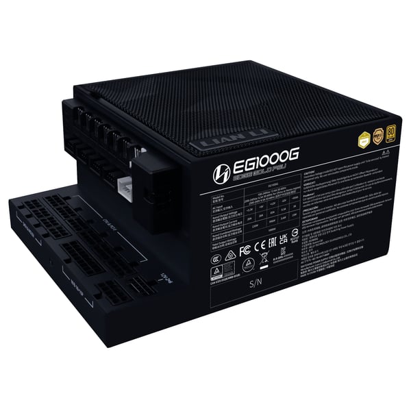 Lian Li EDGE GOLD 1000 80 PLUS Gold virtalähde, PCIe 5.1, ATX 3.1 - 1000 wattia, musta, sis. USB-keskitin (EG1000G BLACK)