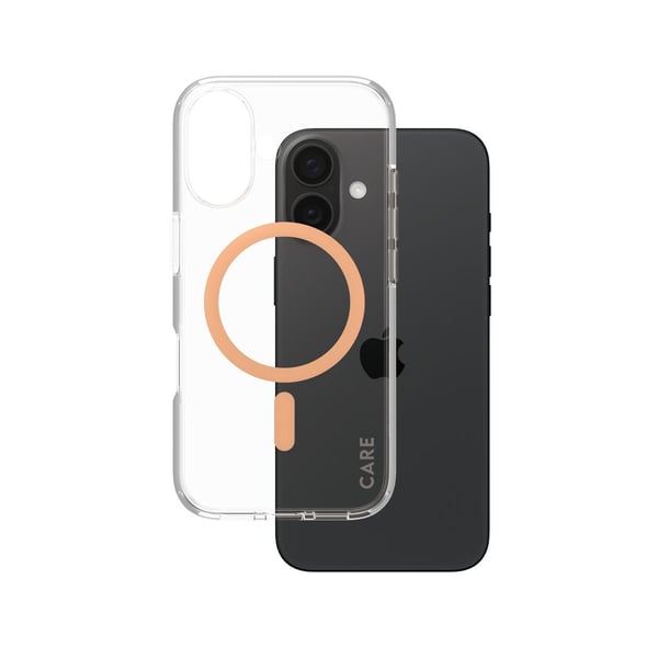 PanzerGlass CARE™ by ® Urban Combat Case Transparent w. Peachy MagSafe iPhone 16, Suojus, Apple, Apple - iPhone 16, Läpinäkyvä