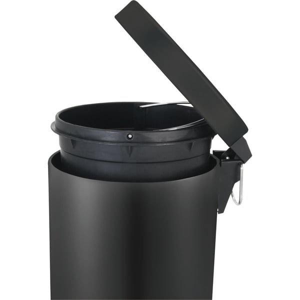 Pedalbøtte, V-del, svart, stål, 30 l, med innerbøtte av plast