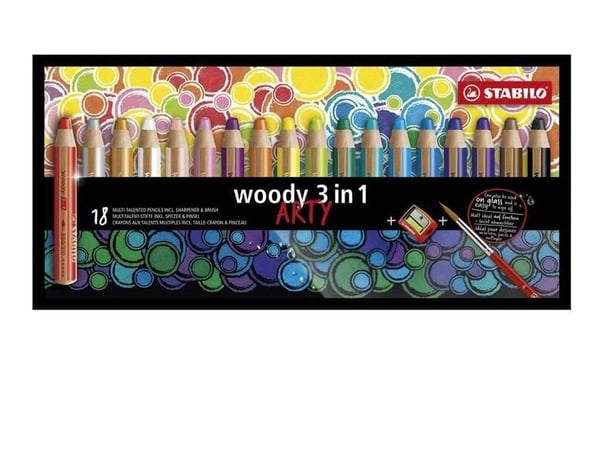 STABILO woody 3 in 1, Flerfarget, 18 stykker STABILO woody 3 in 1, Flerfarget, 18 stykker