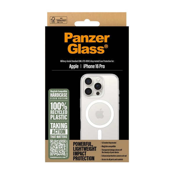 PanzerGlass HardCase läpinäkyvä w. Valkoinen MagSafe iPhone 16 Pro suojakotelo läpinäkyvä Apple iPhone 16 Pro