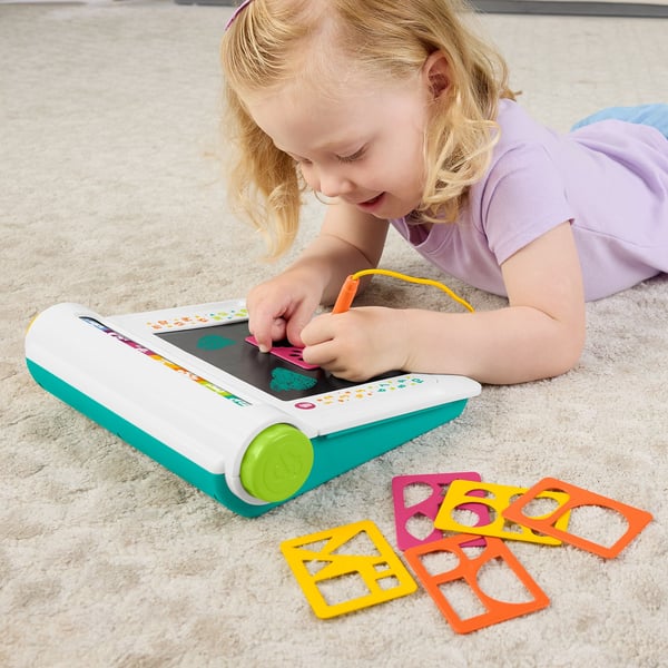 Fisher-Price Learn & Doodle Desk, sotkuton kirjoitus- ja piirustustabletti, jossa LCD-näyttö, lapsille, 3 vuosi/vuosia, Tarvitsee patterit, LR44, M...