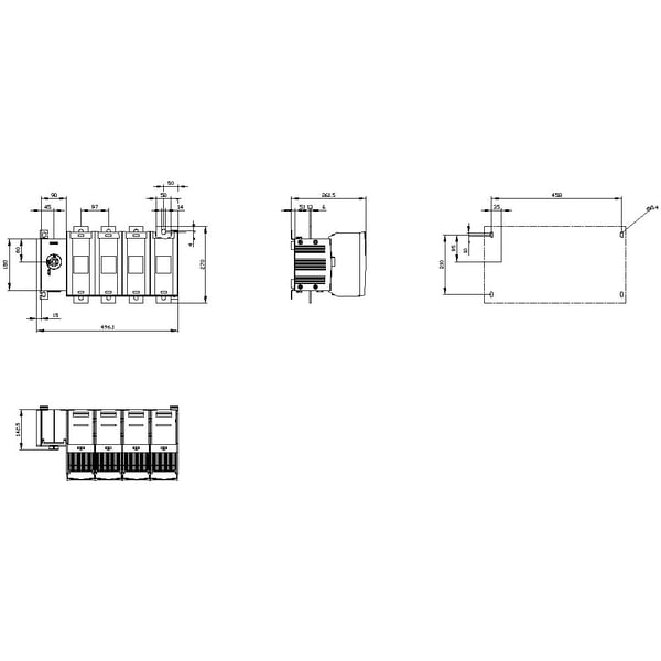4-napainen 800 A 8 sulkemista, 8 avaamista 690 V/AC Siemens 3KF54800LF11