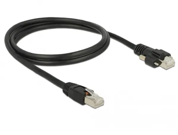 Delock - Koblingskabel - RJ-45 (hann) til RJ-45 (hann) skrubar - 1 m - skjermet, beskyttet tvunnet parkabel (STTP) - CAT 6 - svart