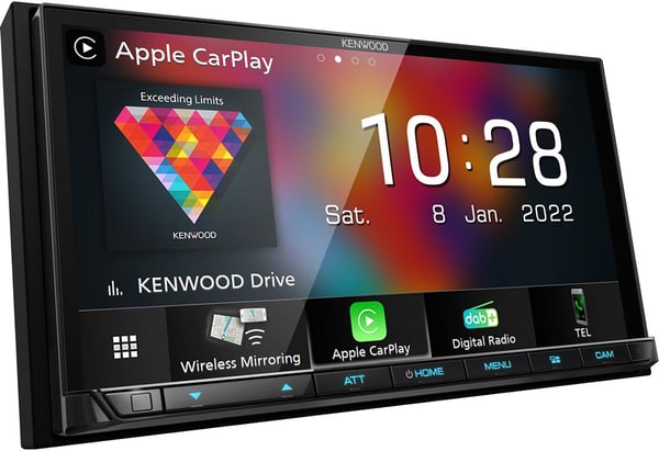 Kenwood DMX8021DABS autoradio 7" 2-DIN DAB+ CarPlay Android Auto, musta