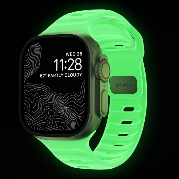 Nomad Sport Band, Yhtye, Älykello, Vaaleanvihreä, Apple, Ultra / 46mm, Kumi