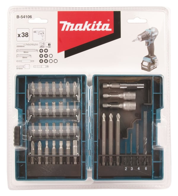 Makita - Skruvmejsel-, borr- och hylssats - 38 delar - 6 mm, 8 mm, 10 mm, 4 mm, 3 mm, 2 mm - torx, phillips, pozidriv, hex - längd: 50 mm, 25 mm, 9...