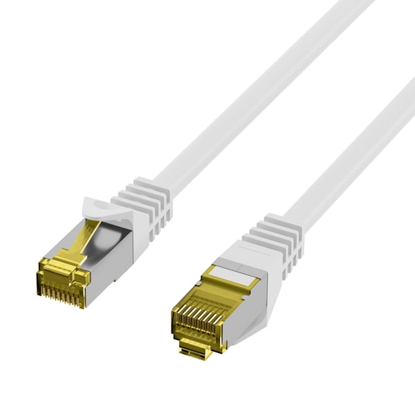 RJ45 patchkabel S/FTP, Cat.6A, LSZH, Cat.7 råkabel, 0,15m, hvit Den skjermede Cat.6A RJ45 patchkabelen sikrer svært gode egenskaper for 10 Gigabit ...