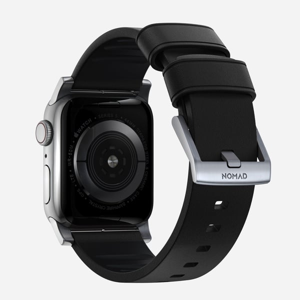 Nomad Active Band Pro, Band, Smartwatch, Svart, Silver, Apple, Ultra / 46mm, Läder, Rostfritt stål