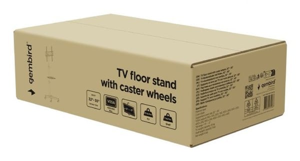 Gembird TVS-55T-03-W TV-teline 32"-55" pyörillä, kallistettava, valkoinen