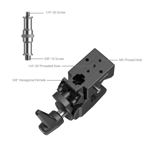 SmallRig 4861, Kiinnityspuristin, musta, Alumiini, 1/4-20, 3/8-16", 100 mm, 146 mm