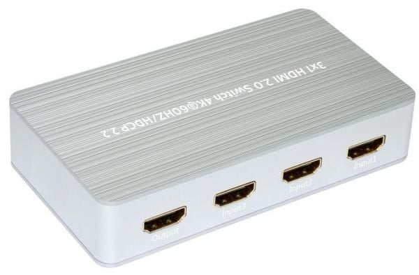 MicroConnect HDMI2.0 3X1 Amplifier Switcher - Video-/audiokytkin - 3 x HDMI - pöytätietokoneet