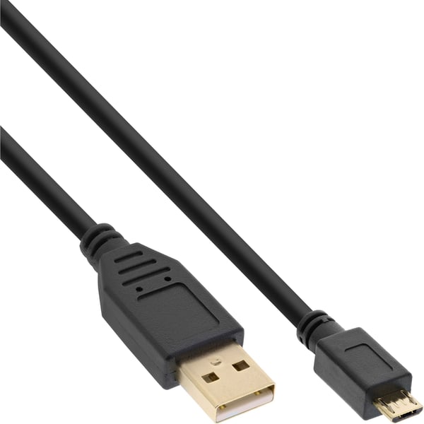 InLine 31730P, 3 m, USB A, Micro-USB B, Hankjønn/hankjønn, Svart