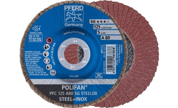 PFERD 67708125, Lamellskive, Nedsenket senter, Rustfritt stål, Stål, Alle merker, 2,22 cm, 12,5 cm