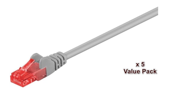 MicroConnect Value Pack - Patch-kabel - RJ-45 (hane) till RJ-45 (hane) - 15 m - UTP - CAT 6 - startad, tvinnad - grå (paket om 5)