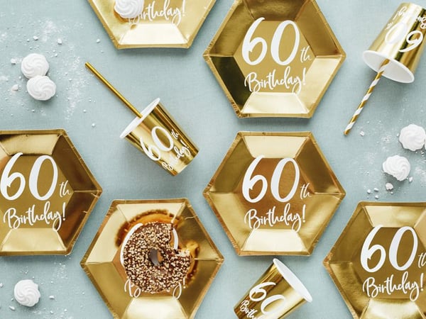 PartyDeco TPP73-60-019M, Tallrik, Sexhörnig, papper, Guld, Monokromatiskt, 6 styck