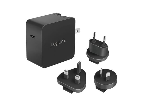 LogiLink USB-matkasovitin, USB-C, GaN-tekniikka, musta Pistoke yli 100 maahan, lähtö: 1x USB-C-liitin, - 1 kpl (PA0302)