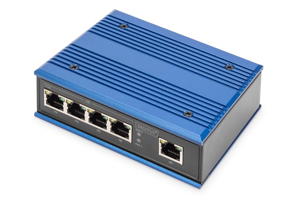 DIGITUS Professional DN-651118 Industrial - Switch - ikke-styrt - 5 x 10/100/1000 - DIN-skinnemonterbar - DC-strøm
