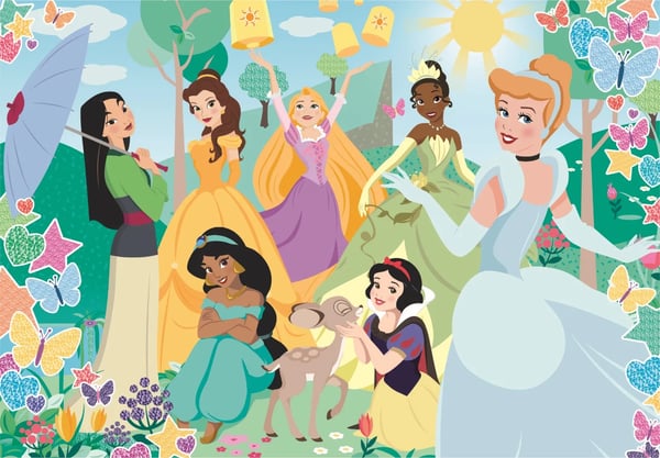 Clementoni puslespill Disney Princess, glans/glitter-effekt, 104 brikker