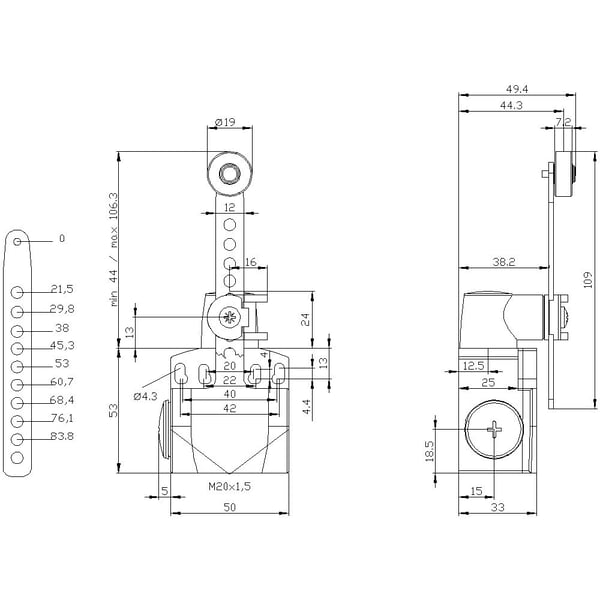 Siemens 3SE5242-0HK62-1AJ0, muovi, IP66, IP67, 56 mm, 166,5 mm, 77,5 mm, 142 g
