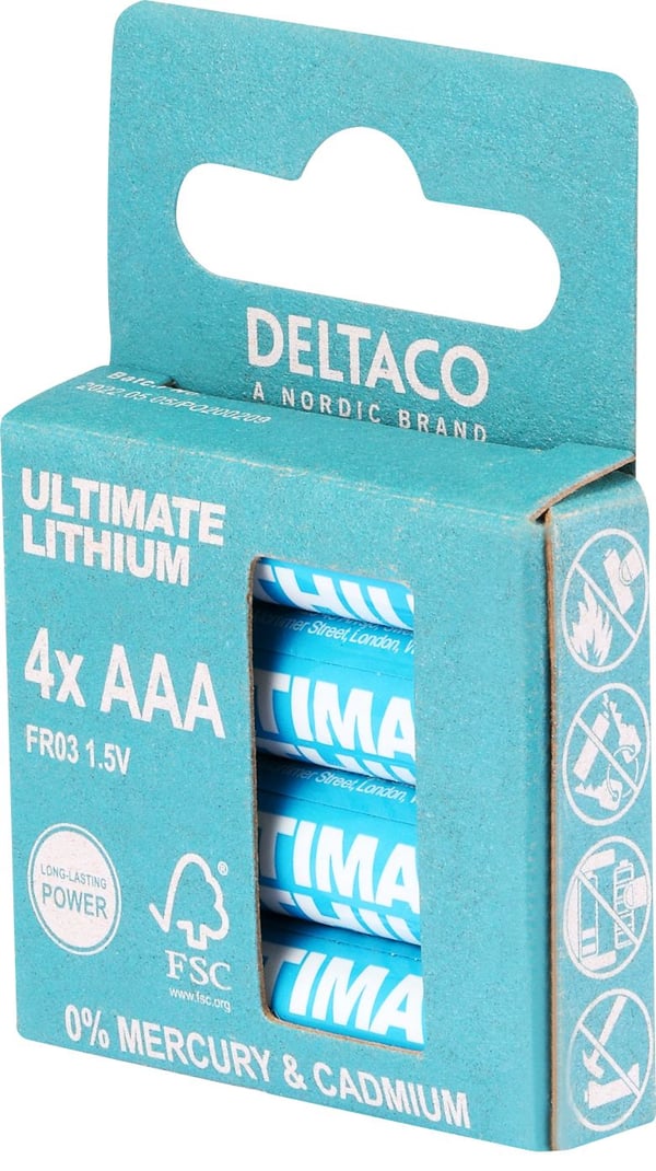 DELTACO Ultimate - Batteri 4 x AAA / LR03 - Li - blå