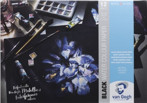 Van Gogh akvarellpapirblokk sort | 42 x 29,7 cm (A3), 360 g, 12 ark