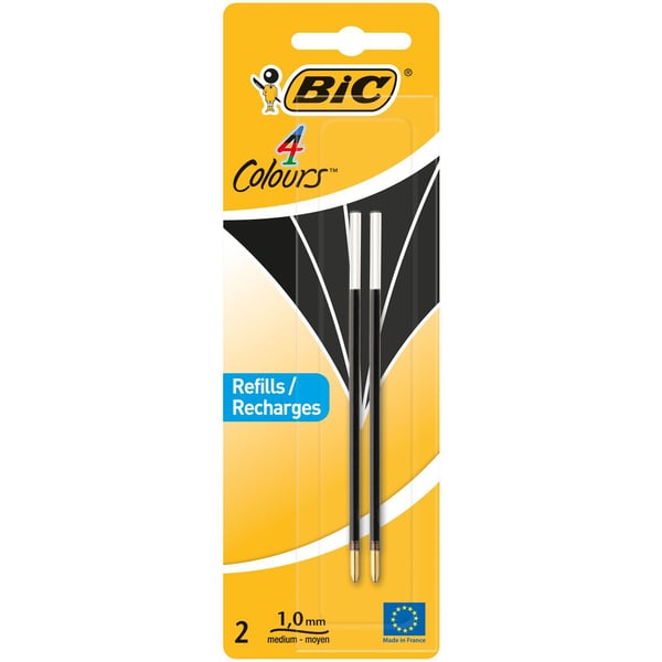 Täytemateriaali BIC kuulakärkikynään, BIC 4-väri- tai kirjoituskynään, musta, 2 kpl.