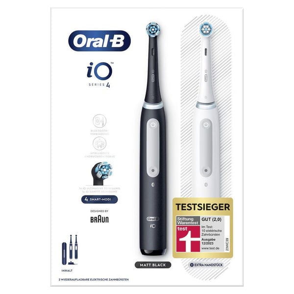 Oral-B iO Series 4 Duo Elektriska tandborstar - Svart och vit