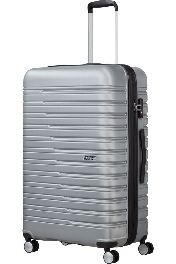 American Tourister Flashline, Vaunu, Kova kuori, Hopea, Sky Silver, 4 renkaita, TSA-yhdistelmäluko