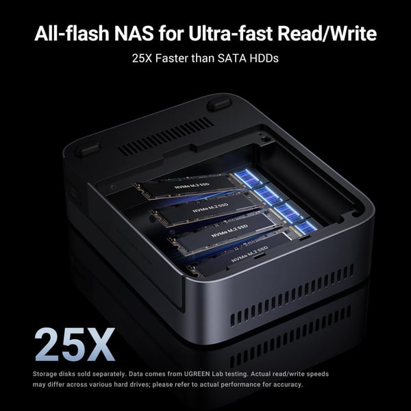 UGREEN NASync DXP480T Plus – NAS-palvelin – 4 paikkaa – PCI Express (NVMe) – RAID 0, 1, 5, 6, 10, JBOD – RAM 8 GB – 10GBase-T