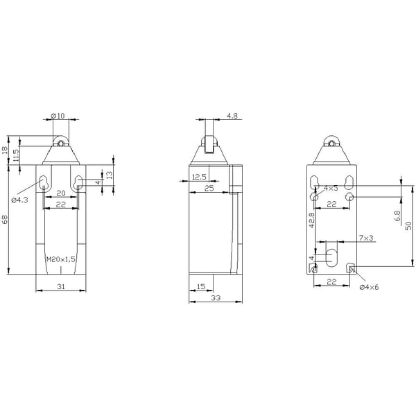 Siemens 3SE52320FD03 3SE5232-0FD03 Pysäytyskosketin 6 A Rullakiristin, muovirulla IP65 1 kpl