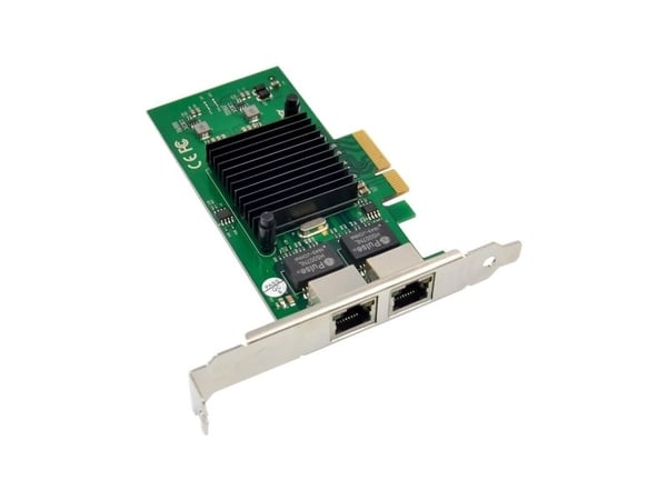 MicroConnect - Nettverksadapter - PCIe 2.0 x4 - Gigabit Ethernet x 2 - grønn, sølv