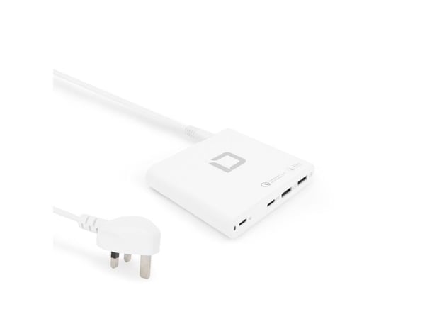 DICOTA Laptop Charger Universal PRO USB-C - Strømadapter - AC - 120 watt - utgangskontakter: 4 - Storbritannia, Europa - hvit