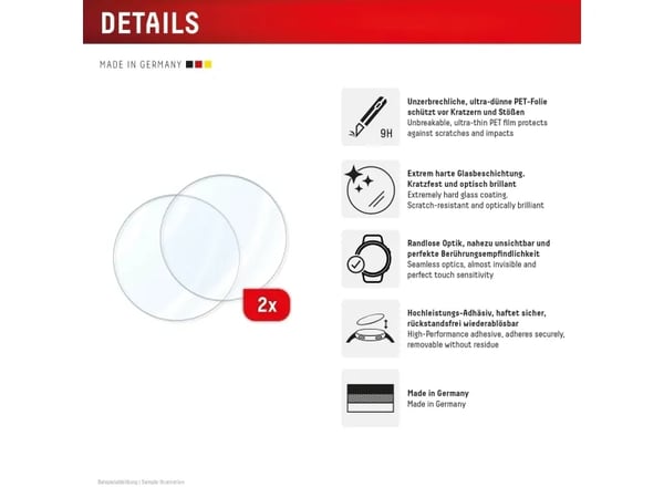 Displex 02209, Skärmskydd, Smartwatch, Transparent, Samsung, Galaxy Watch 9/8 (44mm), Härdat glas