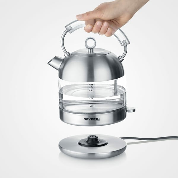 Severin WK 3459 vedenkeitin 2400 W 1,7 l, harjattu ruostumaton teräs/lasi