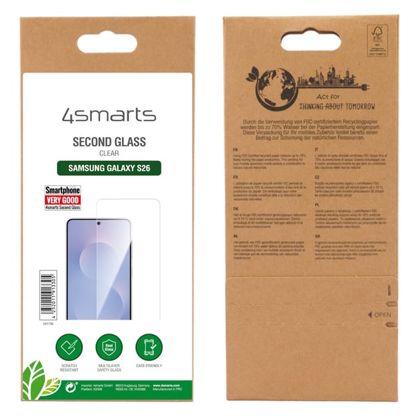 4smarts 541736, Samsung, Galaxy S26, Pudotuksen kestävä, Iskunkestävä, Naarmuuntumisenkestävä, Läpinäkyvä, 1 kpl