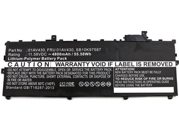 CoreParts - Batteri til bærbar PC - litiumpolymer - 4800 mAh - 55.6 Wh - svart - for Lenovo ThinkPad X1 Carbon (5th Gen) 20HQ, 20HR