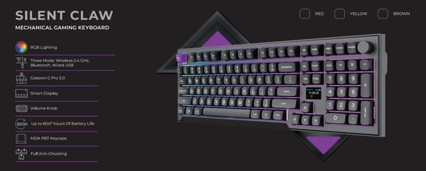 PREYON Silent Claw TKL Yellow Gateron Yellow Pro Keyboard