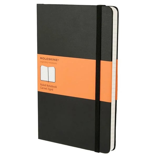 Moleskine Classic Large - Notisbok - 130 x 210 mm - 96 ark / 192 sider - elfenbenspapir - linjert - svart perm