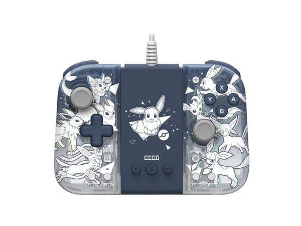 Hori Split Pad Compact Eevee Evolutions, Pad-ohjain, Nintendo Switch, D-pad, Turbopainike, Langallinen, Sininen, Valkoinen, Kaapeli