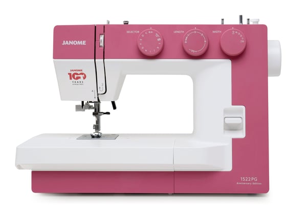 Janome 1522PG mekanisk symaskin, manuell, rosa och vit