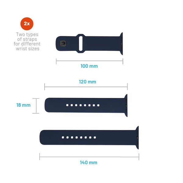KIINTEÄ - Kellon ranneke älykellolle - silikoni, 42/44/45/46 mm - sininen - Apple Watch Hermès Series 9, Series 10, Series 8, Series 9, Ultra, Ultra 2