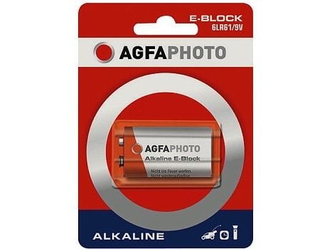 AgfaPhoto 6LR61, Kertakäyttöinen akku, Alkali, 9 V, Harmaa, Punainen, 25 mm, 48 mm