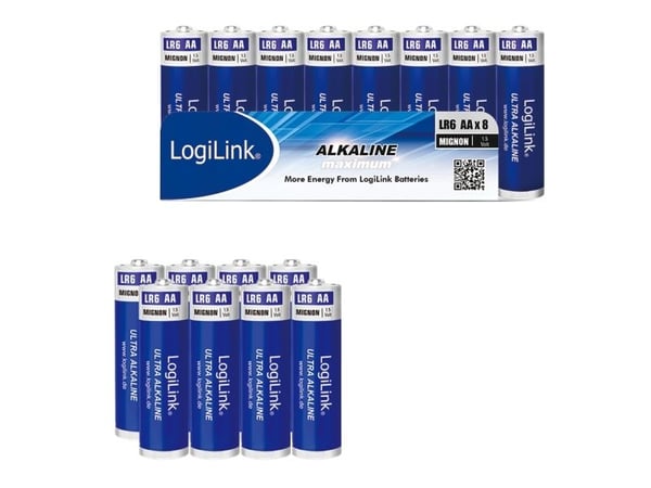 LogiLink LR6F8, Engangsbatteri, AA, Alkalinsk, 1,5 V, 8 stykker, 1700 mAh